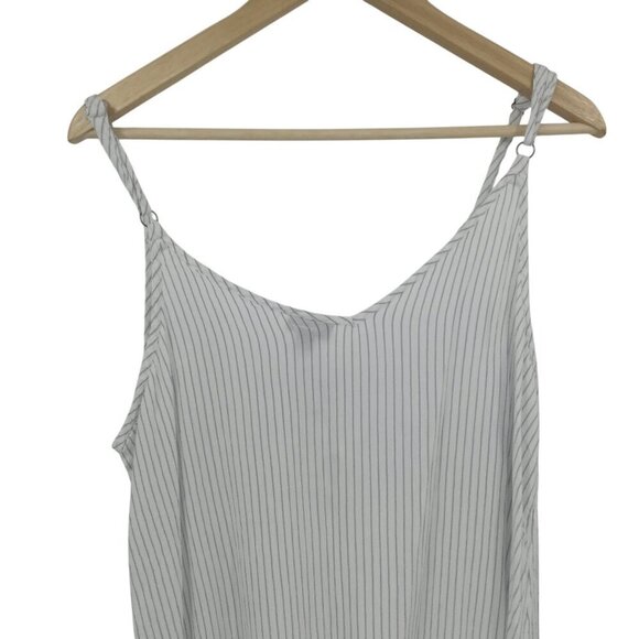 Torrid Striped Faux Lace Up Front Tank Top Size 1X Plus White Blue Spaghetti - Picture 8 of 10